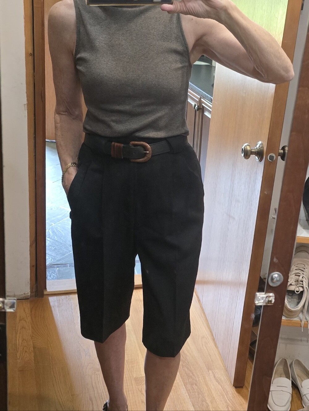 Vintage Black Tailored Bermuda Shorts